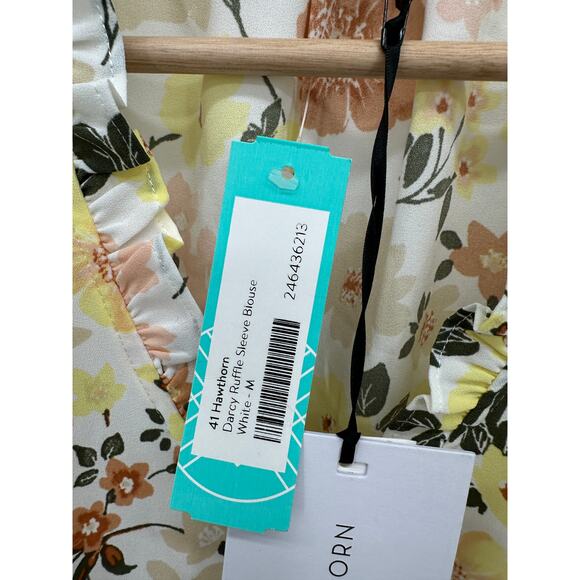 41 Hawthorn Womens Darcy Ruffle Sleeve Blouse Size M NWT Floral Career Spring - Picture 6 of 7